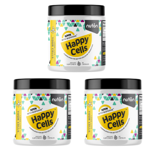 Happy Cells™ Anti-Aging NMN with Bioperine (3 Bottles) – nuton